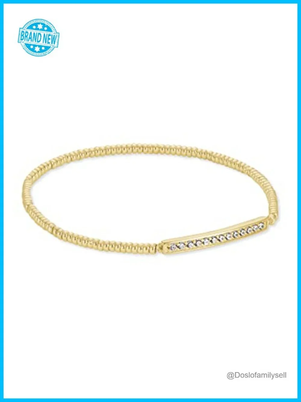 Gold Plated Brass Stretch Bracelet with Round Stations